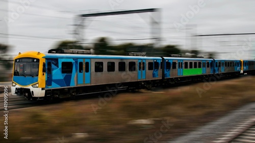 Photography Commuter train approaching a train station in Melbourne Victoria Australia