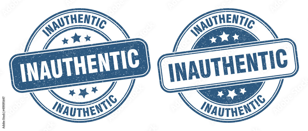 Fototapeta premium inauthentic stamp. inauthentic label. round grunge sign