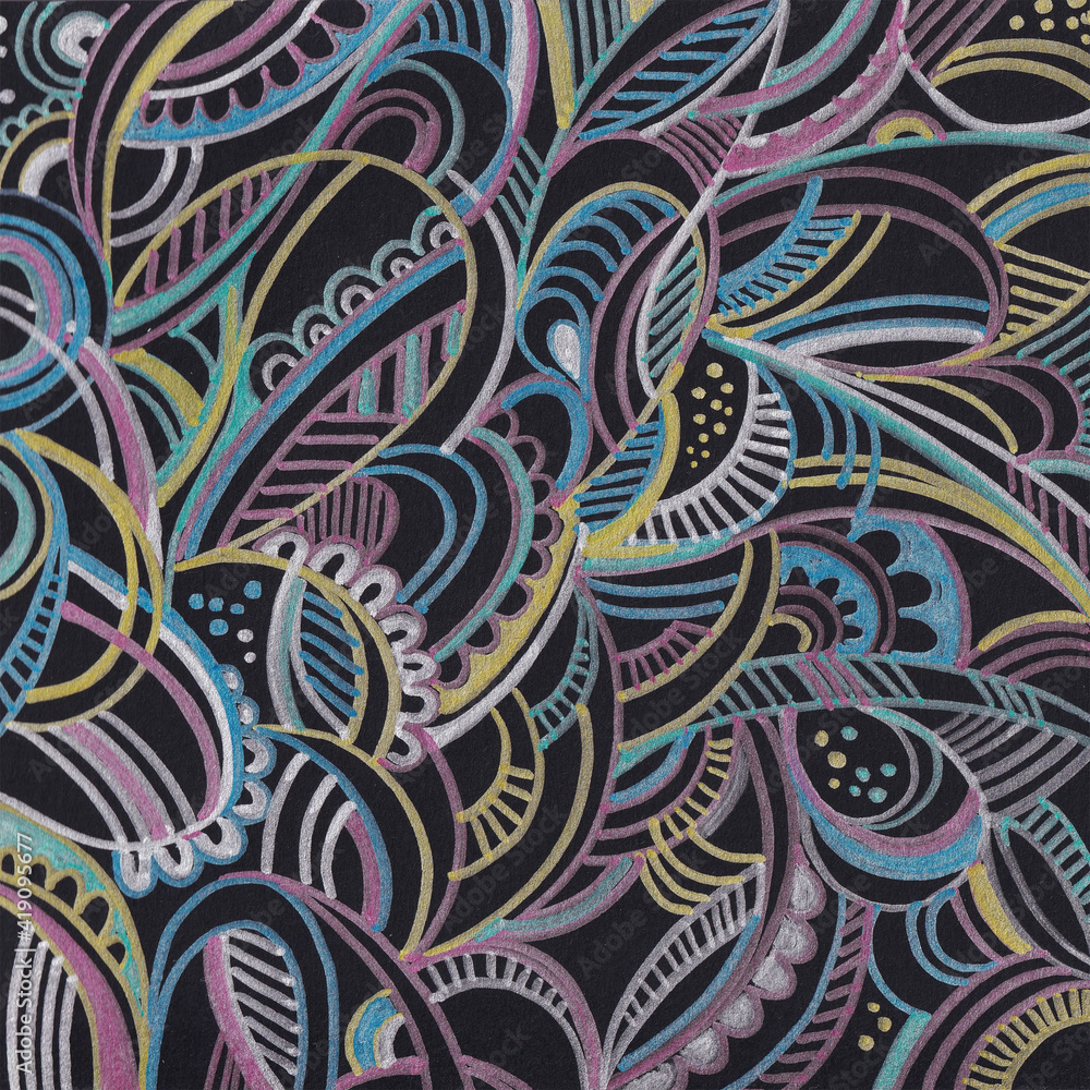 abstract patterns on a black background, beautiful ornaments abstract patterns on a black background, beautiful ornaments