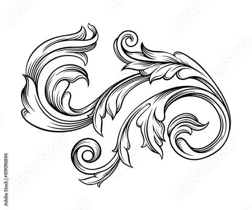Baroque Scroll as Element of Ornament and Graphic Design with Spiral and Circular Motif Vector Illustration