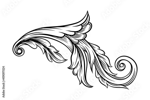 Baroque Scroll as Element of Ornament and Graphic Design with Spiral and Circular Motif Vector Illustration