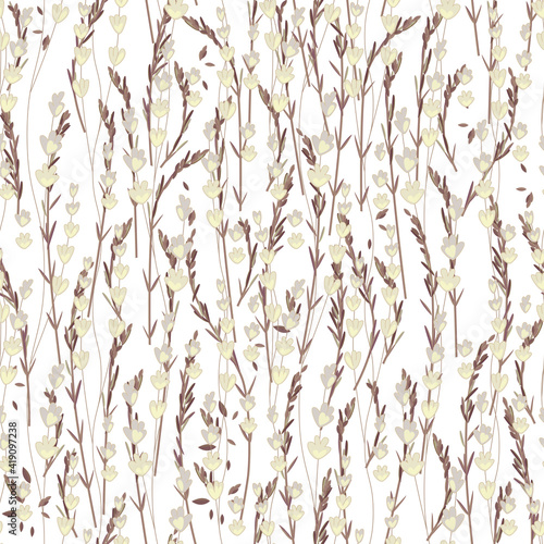 Seamless pattern with stylized pussy willow branches. Endless texture for your design.