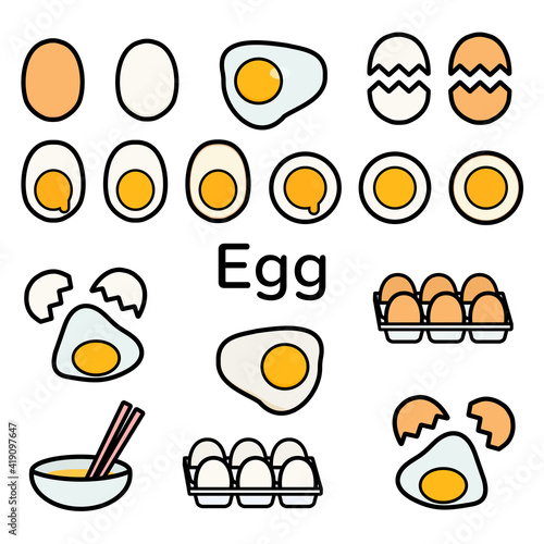 シンプルでかわいい卵のイラストセット