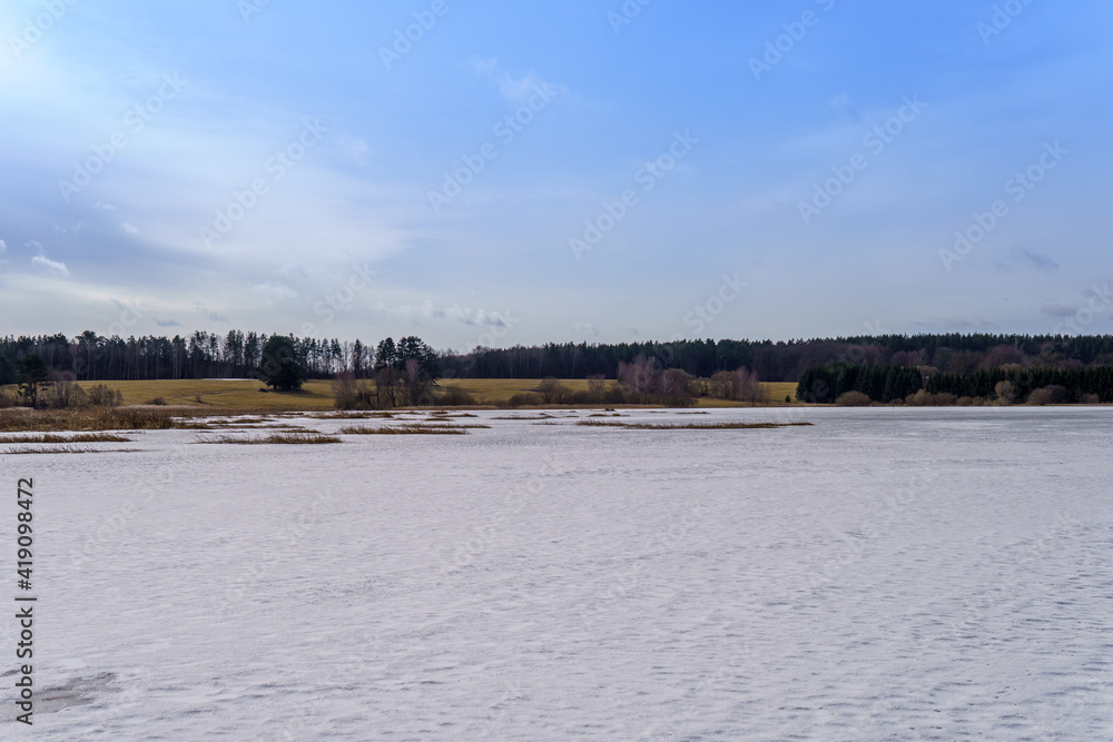 winter view over a frozen lake