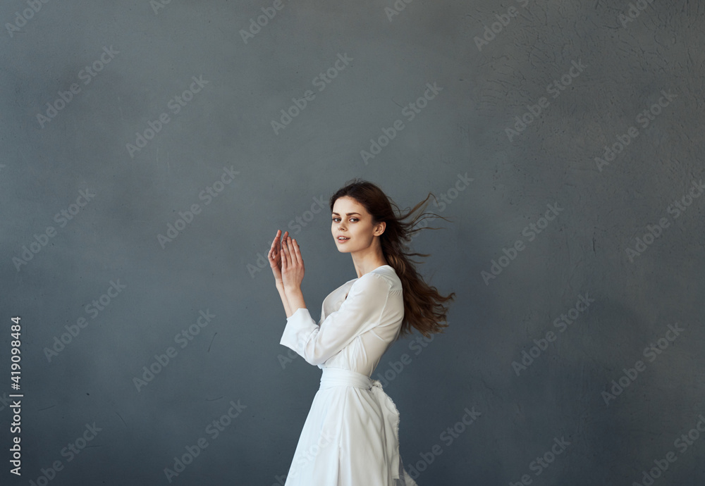 beautiful woman from white dress dance glamor performed elegant style beautiful woman from white dress dance glamor performed elegant style
