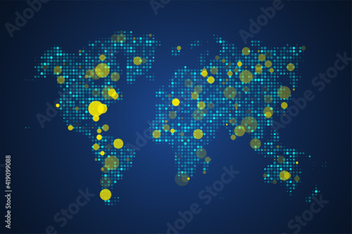 Abstract map of the spread virus