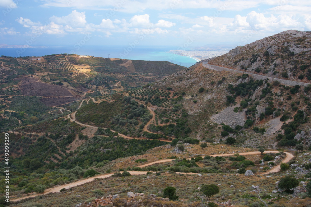 Winding road on Crete in Greece, Europe
