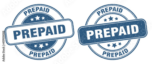 prepaid stamp. prepaid label. round grunge sign