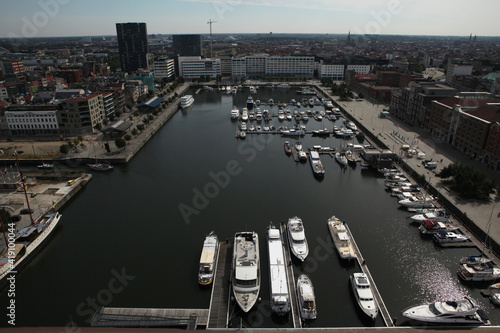 Yachts moored at the Willem Dock in Antwerp, Belgium. photo