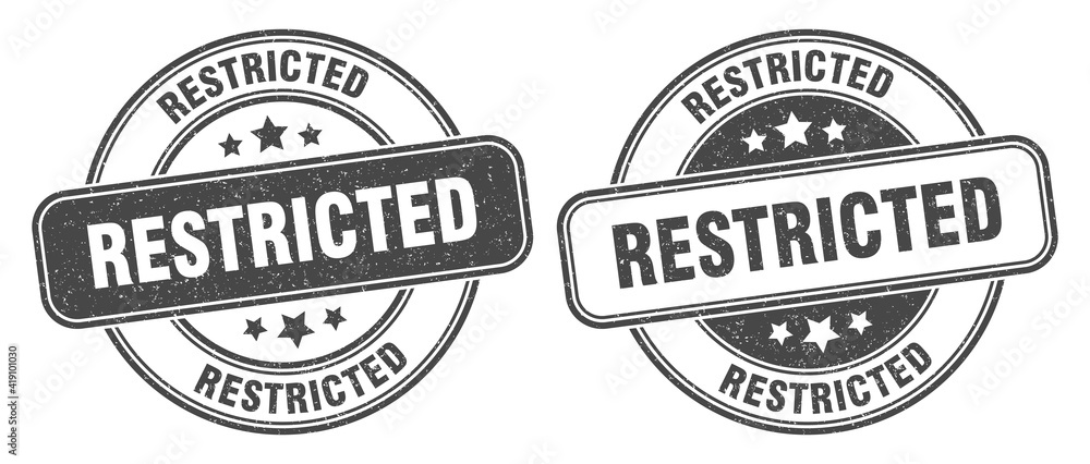 restricted stamp. restricted label. round grunge sign restricted stamp. restricted label. round grunge sign