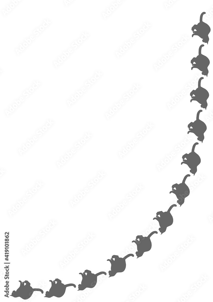 The frame on the vertical sheet of the A4 is made of cat silhouettes. Pets, cats. The frame on the vertical sheet of the A4 is made of cat silhouettes. Pets, cats.