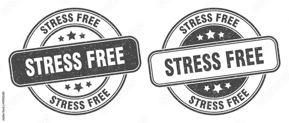 stress free stamp. stress free label. round grunge sign