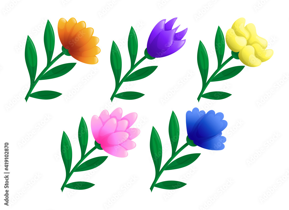 Fototapeta premium Set of flowers.