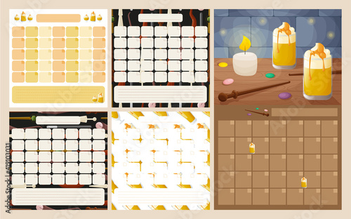 Set of monthly planners.