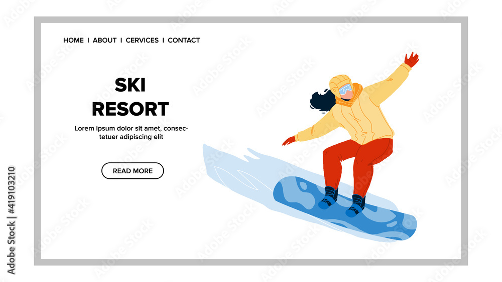 Ski Resort And Sport Activity On Mountain Vector