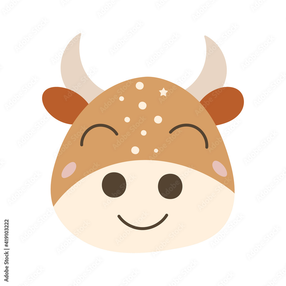 Cute baby cow face. Vector illustration. Cute baby cow face. Vector illustration.