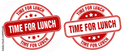 time for lunch stamp. time for lunch label. round grunge sign