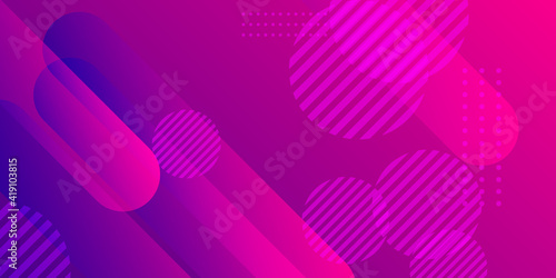Modern abstract magenta pink purple geometric background with halftone, circle, rounded rectangle and dots. © Salman
