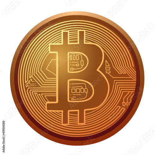 Vector bitcoin coin icon on white background