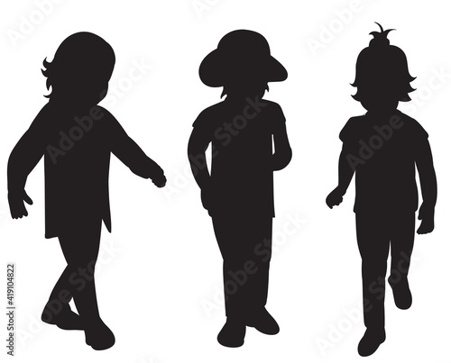 vector  isolated  children black silhouette