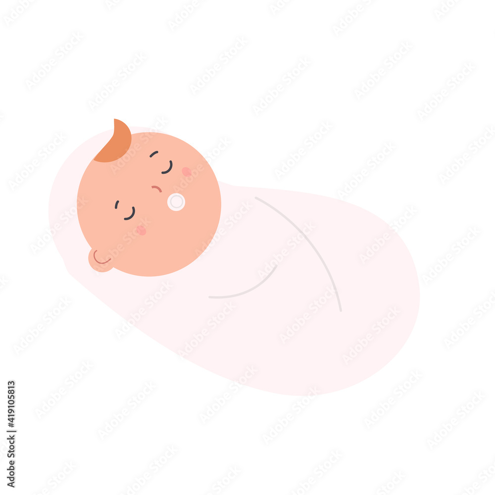 Sleeping newborn baby. Child in swaddling clothes. Little kid. Dreaming toddler Sleeping newborn baby. Child in swaddling clothes. Little kid. Dreaming toddler