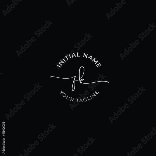 fk Initial handwriting signature logo vector. Hand lettering for designs photo