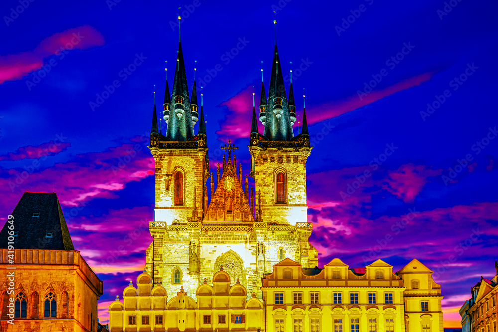 Church of Our Lady(Staromestske namesti)on historic square in the Old Town quarter of Prague.It is located between Wenceslas Square and the Charles Bridge.Czech Republic.