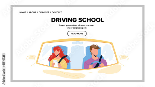 Driving School Test Passing Young Driver Vector
