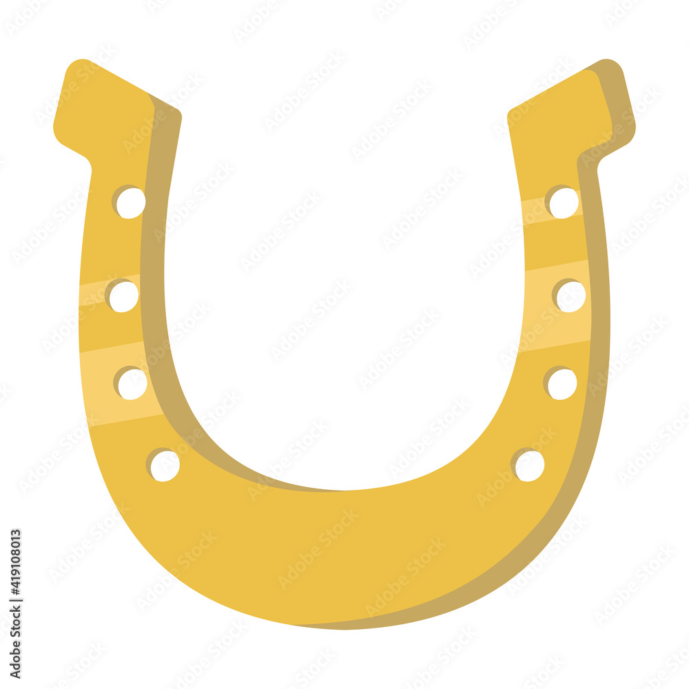 vector graphics in flat style isolated on white background. Illustration of a hand-drawn golden horseshoe symbol of good luck and happiness. vector graphics in flat style isolated on white background. Illustration of a hand-drawn golden horseshoe symbol of good luck and happiness.
