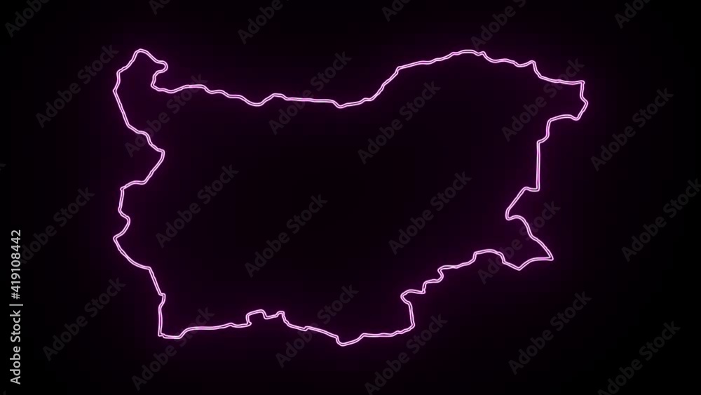 Neon Map of Bulgaria, Bulgaria outline, Animated close up map of Bulgaria Neon Map of Bulgaria, Bulgaria outline, Animated close up map of Bulgaria