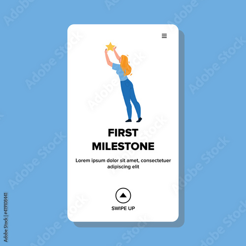First Milestone Of Young Businesswoman Vector