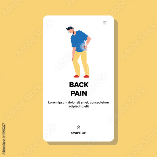 Back Pain Health Problem Have Young Man Vector