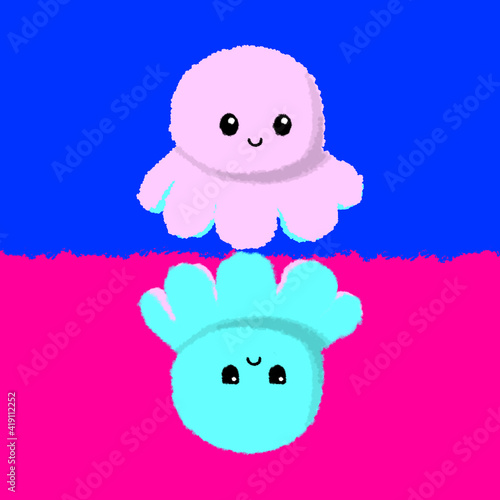 Cute emotion octopus cartoon 