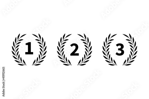 Set of number laurel icon.Vector illustration isolated on white background.