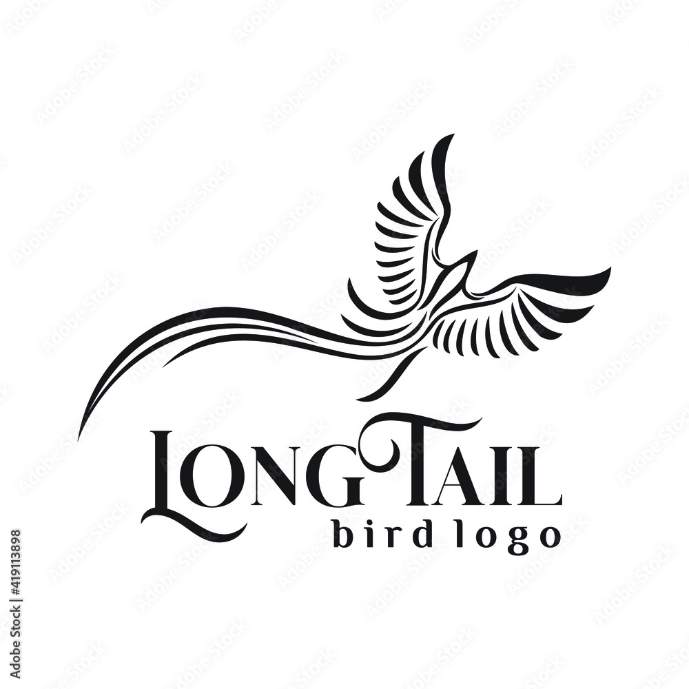 long tail bird logo exclusive design inspiration