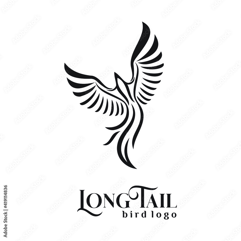Fototapeta premium long tail bird logo exclusive design inspiration