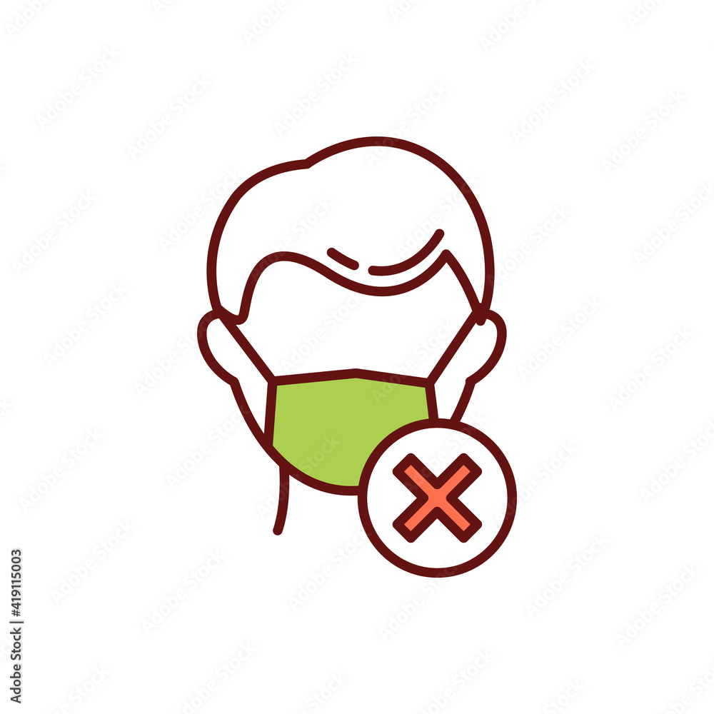 Disposable surgical masks changing RGB color icon. Face coverings