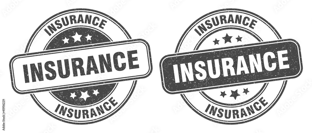 insurance stamp. insurance label. round grunge sign
