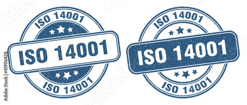 iso 14001 stamp. iso 14001 label. round grunge sign