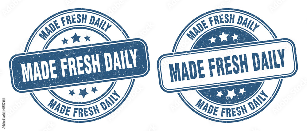 made fresh daily stamp. made fresh daily label. round grunge sign
