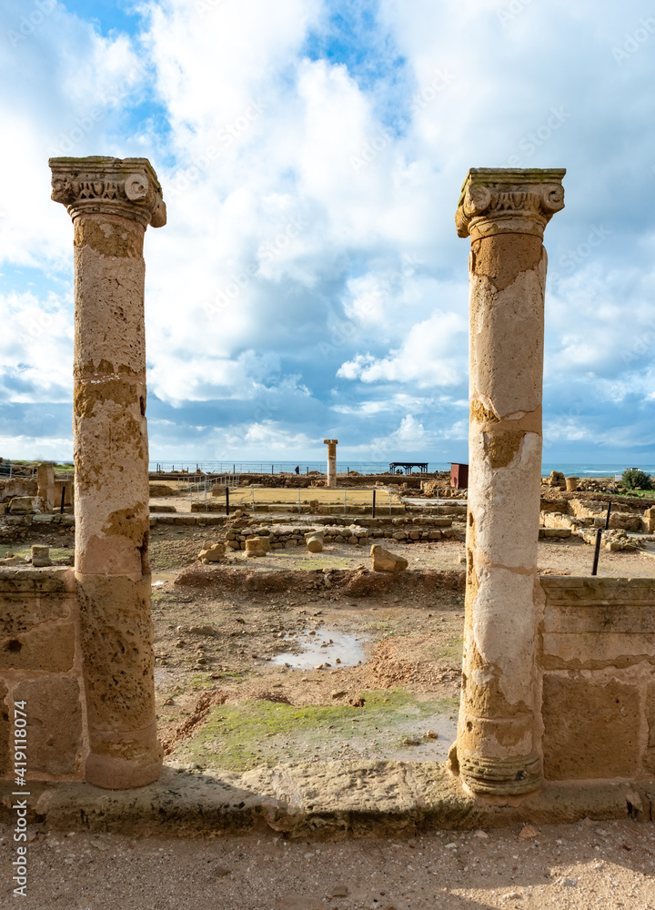 Ancient ruins in Paphos Archaeological Park - Cyprus