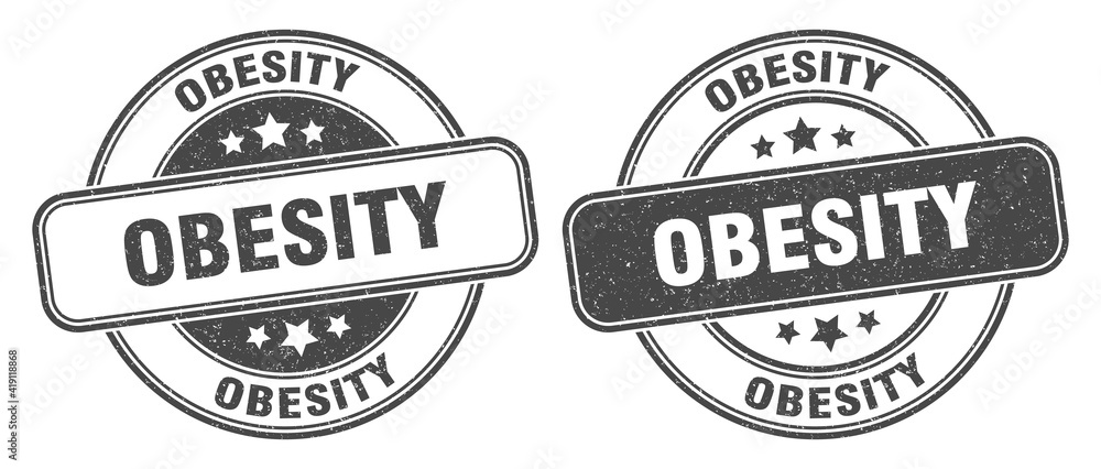 obesity stamp. obesity label. round grunge sign
