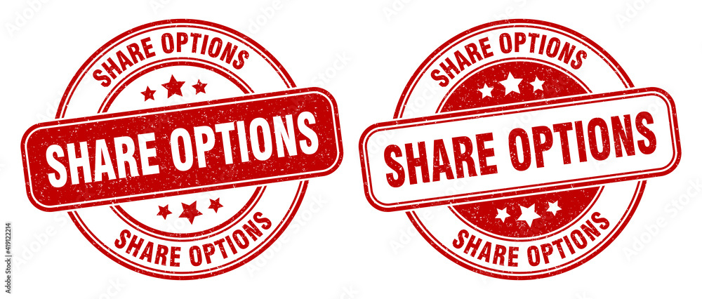 share options stamp. share options label. round grunge sign share options stamp. share options label. round grunge sign