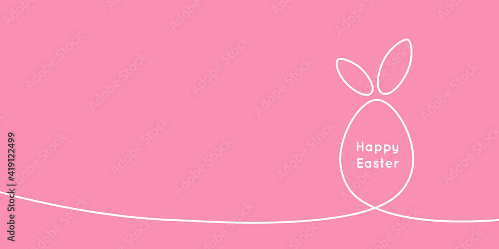 Obraz premium Greeting card with minimalistic egg on pink background. Vector illustration greeting card, ad, promotion, poster, flyer, web-banner, article.