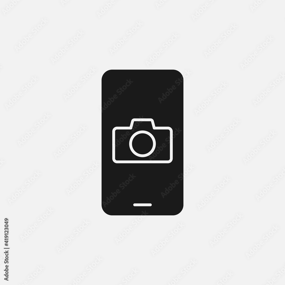 Smartphone with camera icon isolated on background. Multimedia symbol modern, simple, vector, icon for website design, mobile app, ui. Vector Illustration Smartphone with camera icon isolated on background. Multimedia symbol modern, simple, vector, icon for website design, mobile app, ui. Vector Illustration