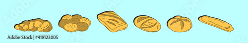 set of challah bread cartoon icon design template with various models. vector illustration isolated on blue background
