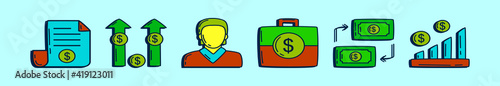 set of cpa cartoon icon design template with various models. vector illustration isolated on blue background