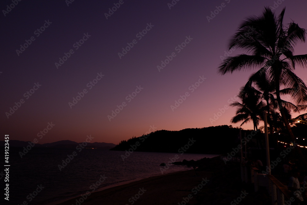 Sonnenuntergang mit Palmen 