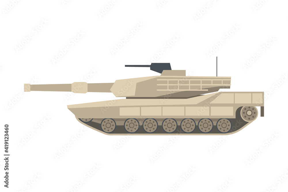 Fototapeta premium Armoured Tank as Military Transportation and Fighting Vehicle for Front-line Combat Vector Illustration