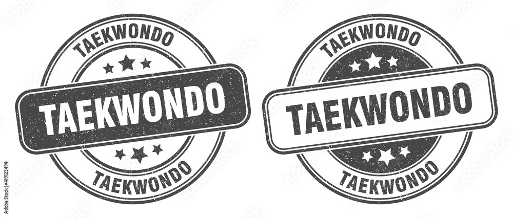 taekwondo stamp. taekwondo label. round grunge sign taekwondo stamp. taekwondo label. round grunge sign